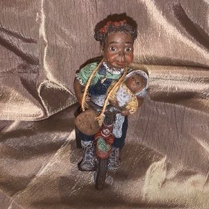 Sarah’s Attic little girl riding tricycle with baby doll, # 1210, date 1992